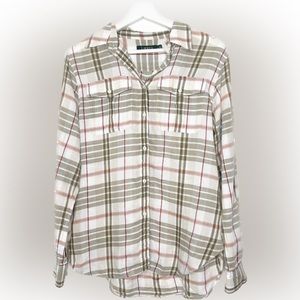 LAUREN RALPH LAUREN Plaid Button Down Top